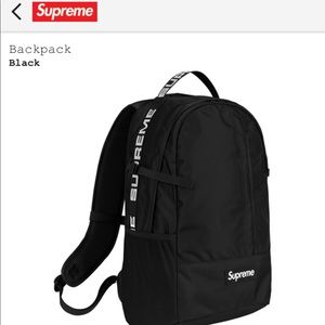 Supreme black backpack with bag and sticker
